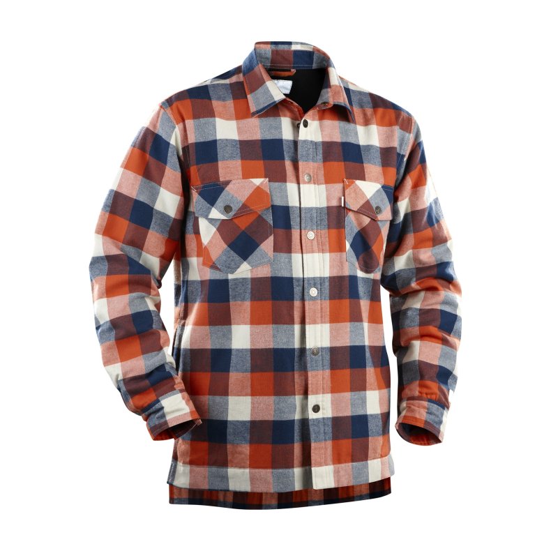 Blkl&auml;der foret flannel skovmandsskjorte m/trykknapper, marinebl/orange