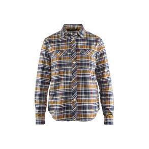 Bl�kl&auml;der klassisk ternet dame flannel skovmandsskjorte, marine/orange