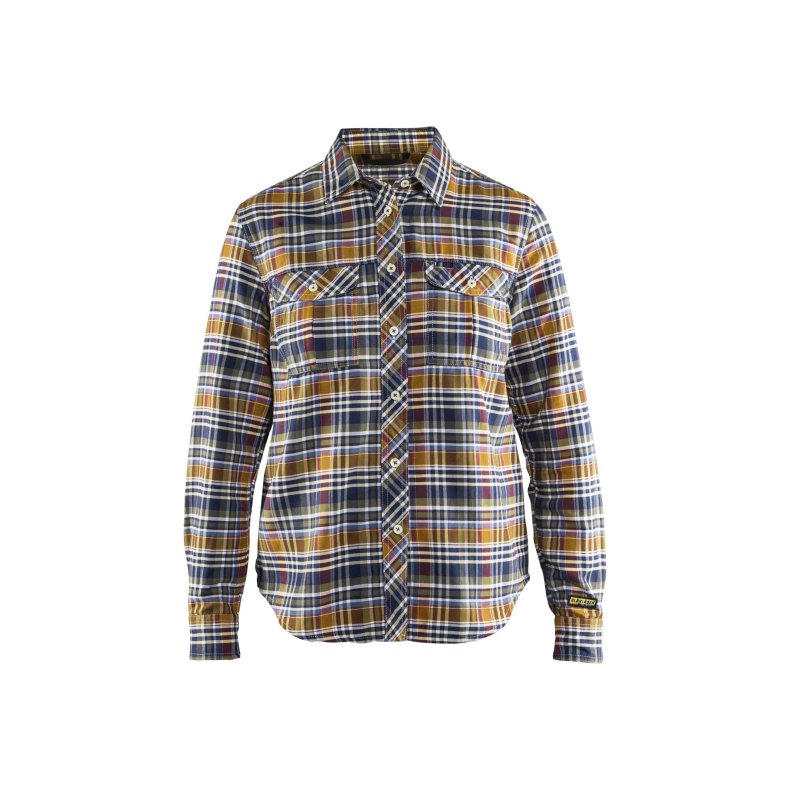 Blkl&auml;der klassisk ternet dame flannel skovmandsskjorte, marine/orange