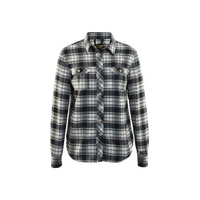 Bl�kl&auml;der klassisk ternet dame flannel skovmandsskjorte, sort/r�hvid
