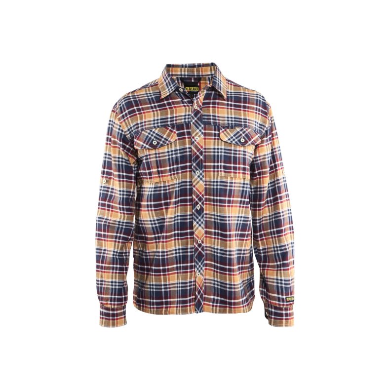 Blkl&auml;der klassisk ternet flannel skovmandsskjorte, marine/orange