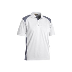 Bl�kl&auml;der, Polo pique to-farvet, hvid/gr�