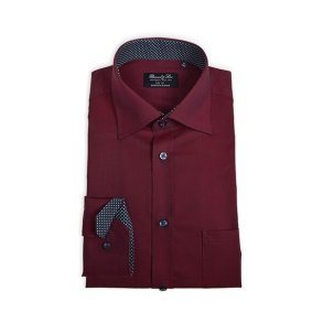 Bosweel twill-skjorte med lange rmer og kontrast, bordeaux
