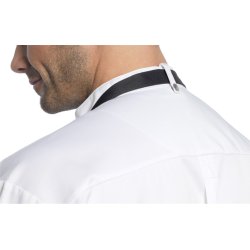 Chef kokkejakke satinstribet, kort �rme, hvid