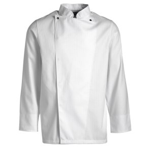 Chef kokkejakke satinstribet, langt rme, hvid