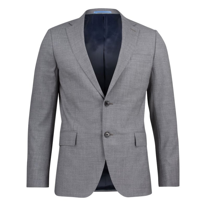 Classic Blazer m/strech og dobbelt slids, gr melange