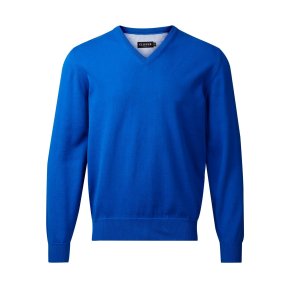 Clipper strik med V-hals i 100% bomuld, kobolt