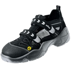 Atlas sikkerhedssandal i sort ruskind, let, ESD godkendt