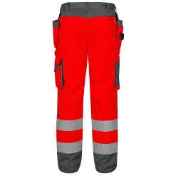 F. Engel Safety arbejdsbukser to farvet med h�ngelommer, klasse 2., r�d/gr�