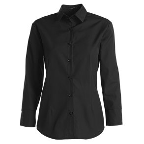 Firgursyet dameskjorte m/ langt 7/8 rme, sort
