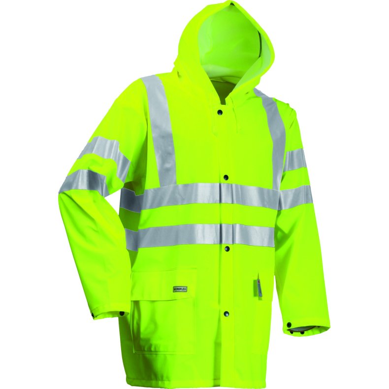 Hi-Viz PU regnjakke med refleks, gul