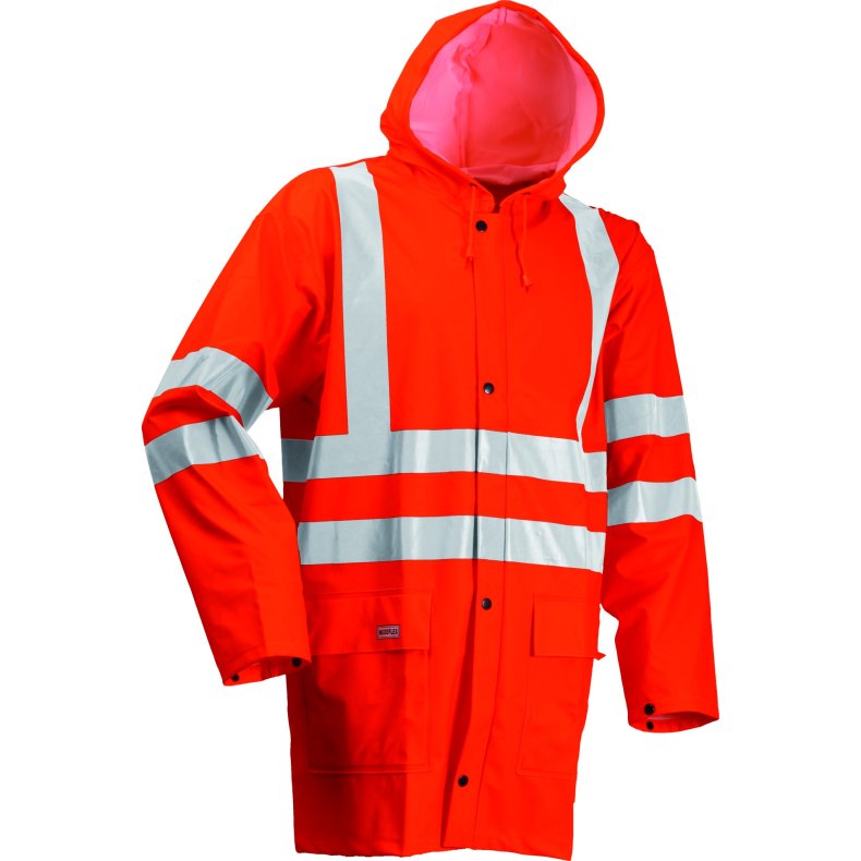 Hi-Viz PU regnjakke med refleks, orange