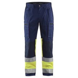 High Vis Bukser med stretch, marine/gul