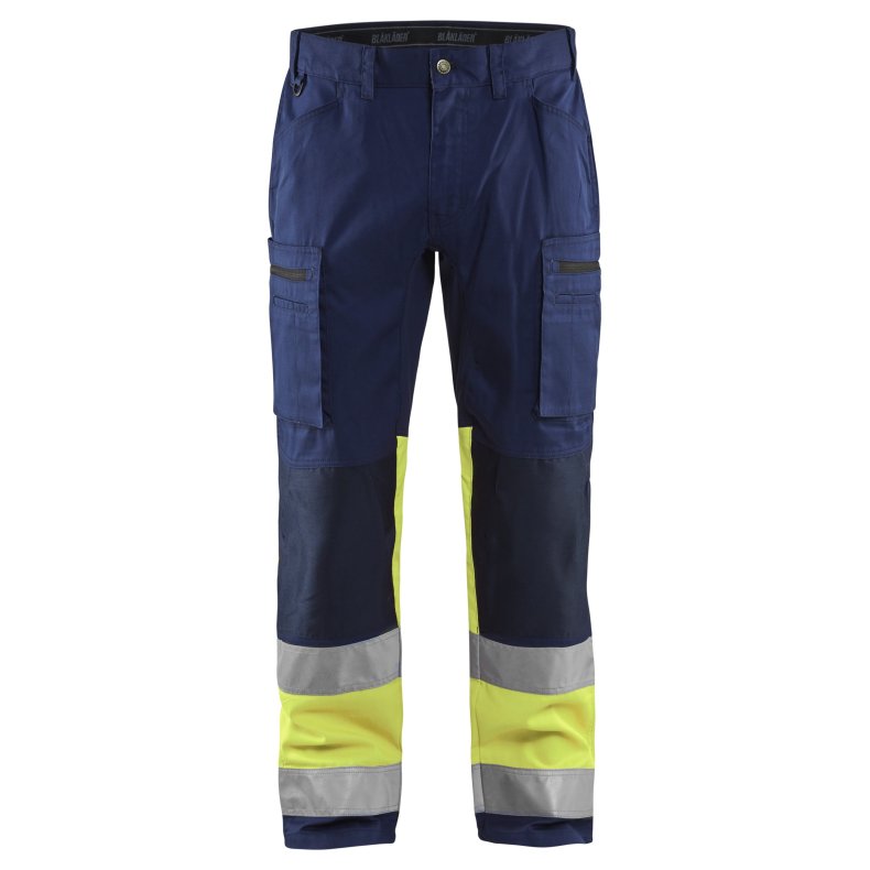 High Vis Bukser med stretch, marine/gul