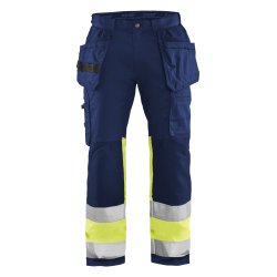 High Vis Bukser med stretch og h�ngelommer, marine/gul