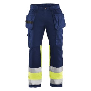 High Vis Bukser med stretch og h�ngelommer, marine/gul