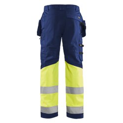 High Vis Bukser med stretch og h�ngelommer, marine/gul