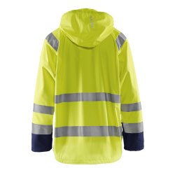 High Vis regnjakke PU-belagt med ekstra lang ryg, gul/marine