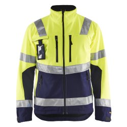 High Vis softshell jakke, vindt�t og �ndbar, gul/marine