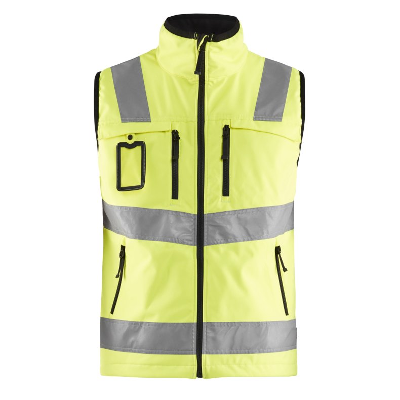 High Vis softshell vest med lynlslommer, gul