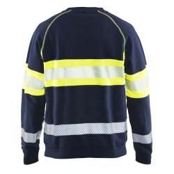 High Vis sweat-shirt med rund hals, marine/gul