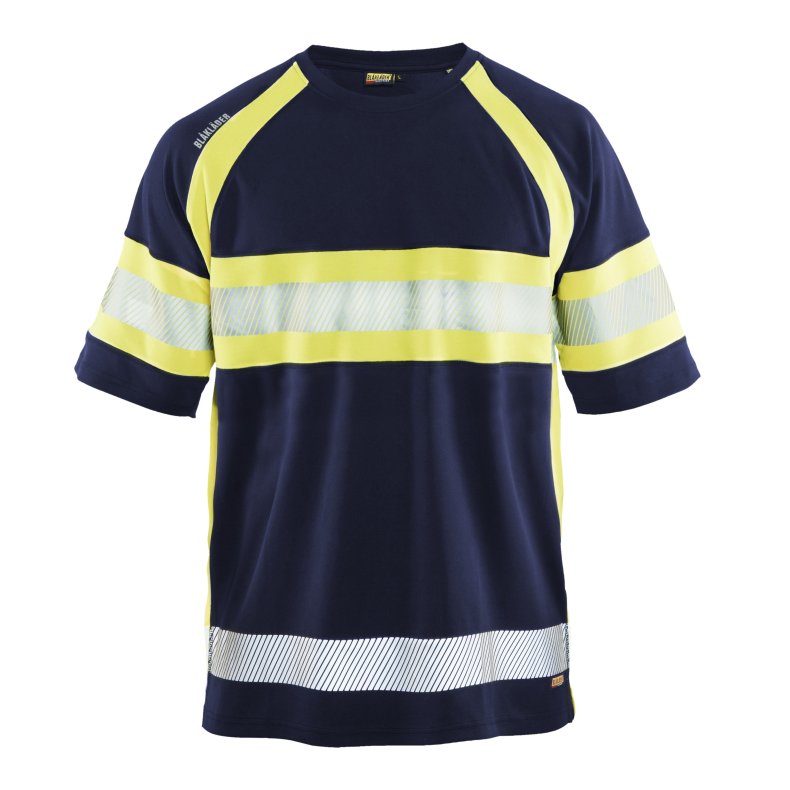 High Vis UV T-Shirt med refleks, marine/gul