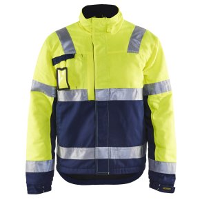 High Vis vinter jakke med quiltfor, gul/marine