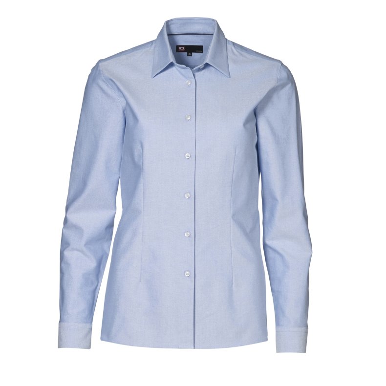 ID Oxford dameskjorte, modern fit, lys bl