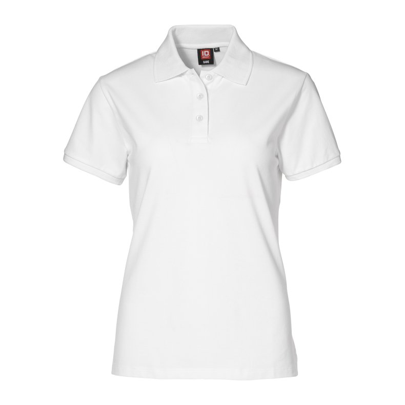 ID Poloshirt, pique med stretch, figursyet, dame, hvid