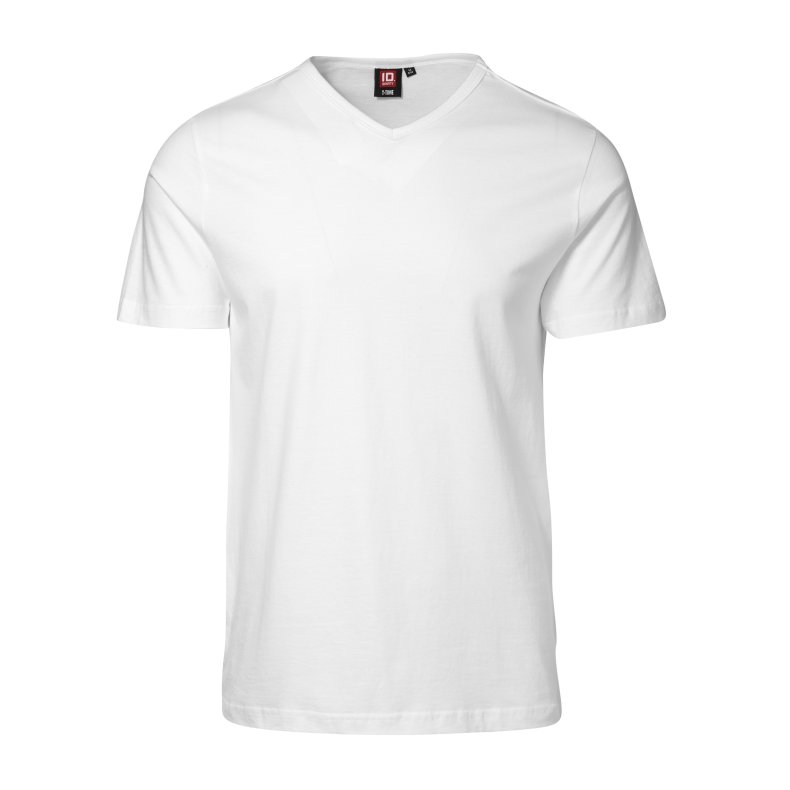 ID T-shirt T-TIME, 100% bomuld m/ V-hals, hvid