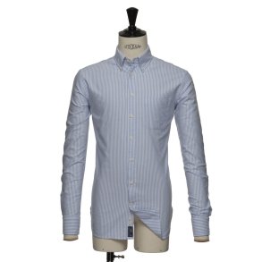 J. Harvest & Frost klassisk stribet oxford 100% bomuld, slim fit, hvid/bl
