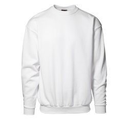 Klassisk sweatshirt med rund hals og b�rstet inderside, hvid