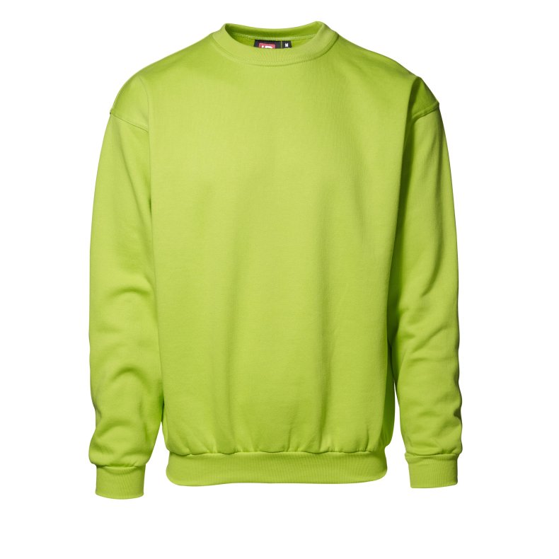 Klassisk sweatshirt med rund hals og brstet inderside, lime