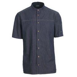 Kokke-/service skjorte, modern fit med kort rme, mrk bl