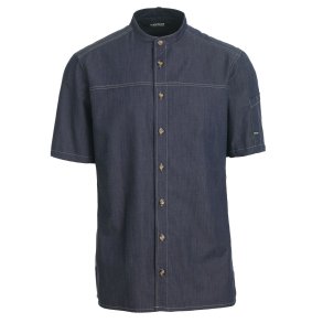 Kokke-/service skjorte, modern fit med kort rme, mrk bl