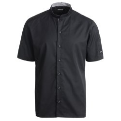 Kokke-/service skjorte, modern fit med kort rme, sort