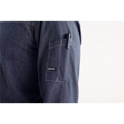 Kokke-/service skjorte, modern fit med langt rme, mrk bl