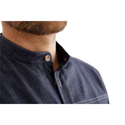 Kokke-/service skjorte, modern fit med langt rme, mrk bl