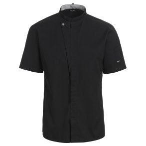 Kokke-/servicejakke med nakkestrop og kort rme, sort