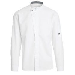 Kokke-/servicejakke med nakkestrop og lang rme, hvid