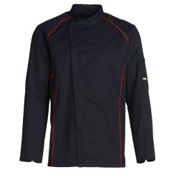 Kokke-/tjenerjakke i smart sporty design m/langt �rme, sort m. r�d