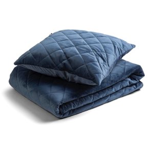 Kosta Linnew&auml;fveri senget�ppe og pude i fl�jl, navy