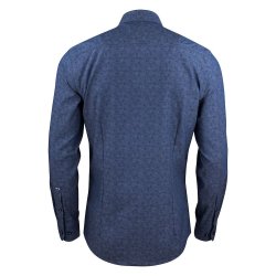 Kvalitetsskjorte i smart mnster m/lang rme - slim, navy