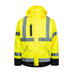 Lyngs�e regnjakke Hi-Vis i slidst�rk kvalitet, gul/sort