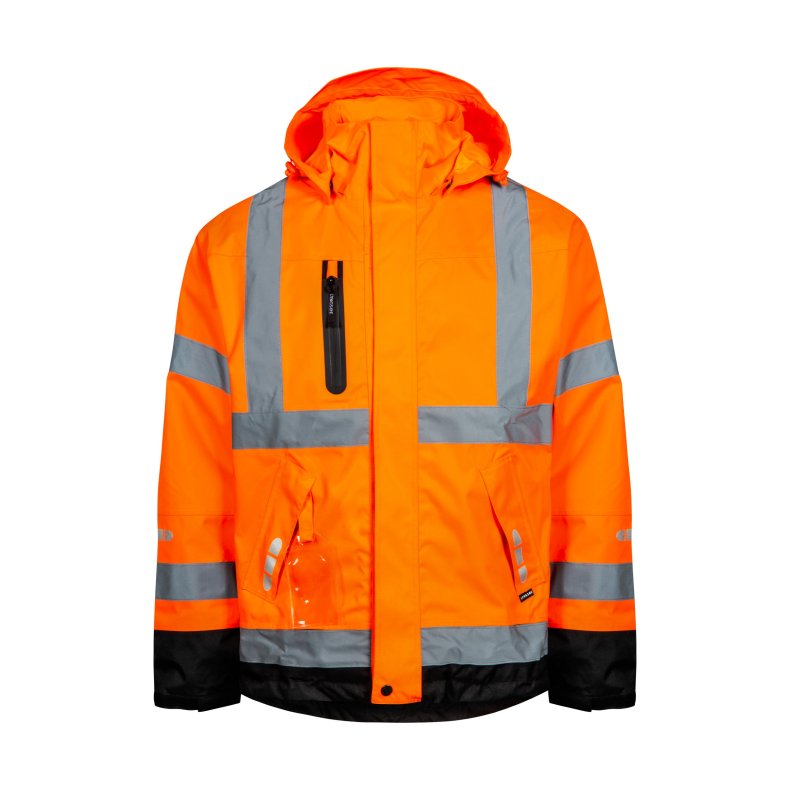 Lyngse regnjakke Hi-Vis i slidstrk kvalitet, orange/sort