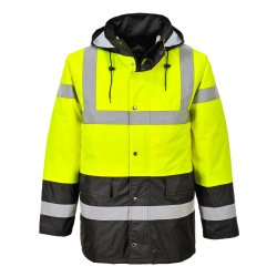 Portwest Hi-Vis Kontrast quiltet Trafikjakke, kl. 3, gul/mairne