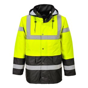 Portwest Hi-Vis Kontrast quiltet Trafikjakke, kl. 3, gul/mairne