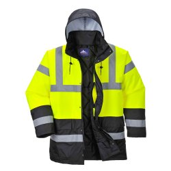 Portwest Hi-Vis Kontrast quiltet Trafikjakke, kl. 3, gul/mairne