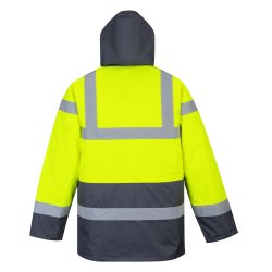 Portwest Hi-Vis Kontrast quiltet Trafikjakke, kl. 3, gul/mairne