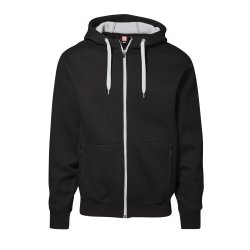 Smart H�ttesweatshirt med kontrastlynl�s og fleeceinderside, sort